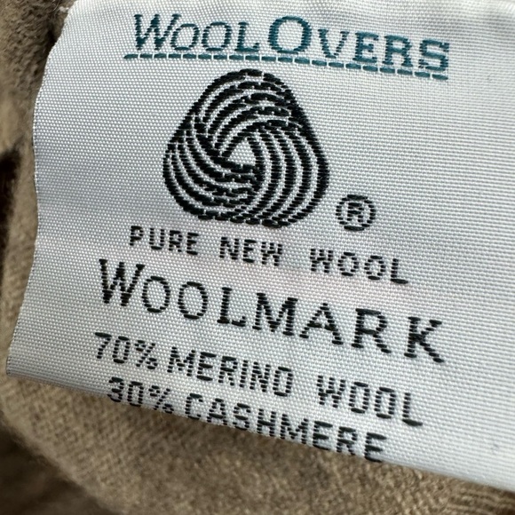 Woolovers Size Small Sweater Tan Knit Merino Wool Cashmere V Neck Pullover - Picture 4 of 5